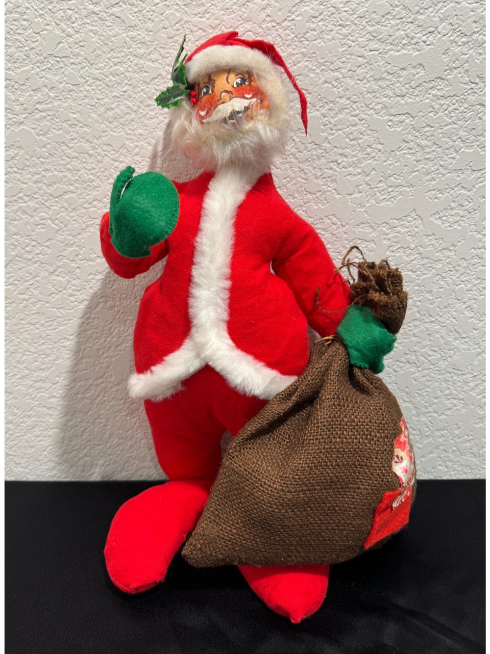 Vtg Annalee Mobilitee Large Santa Claus with Brown Toy Bag 16" Vintage Christmas
